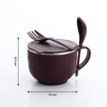 Noodles & Soup Bowl with Spoon and fork Handle Spoon Holder, Stainless Steel Bowl and Spoon Set, Stainless Steel Storage - Image 5