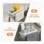 Multipurpose Platic Hanging Drain Rack Retractable Sponge Storage Hanging Rack With Adhesive Hook for Kitchen and Bathroom Dishcloth Holders Basket Drying Tray Organizer - Image 7