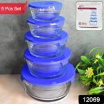 Modern Glass Bowl Set Mixing / Storage Bowls with Lids (5 Pcs Set) - Image 3