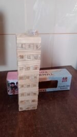 Wooden Tumbling Stacking Tower Game, Zenga tower (48 Pcs Blocks 2 Dices) - Image 7
