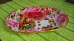 Small Plastic Flower Printed Design Serving Tray (1 Pc / 27 x 18 CM / Mix Color) - Image 8