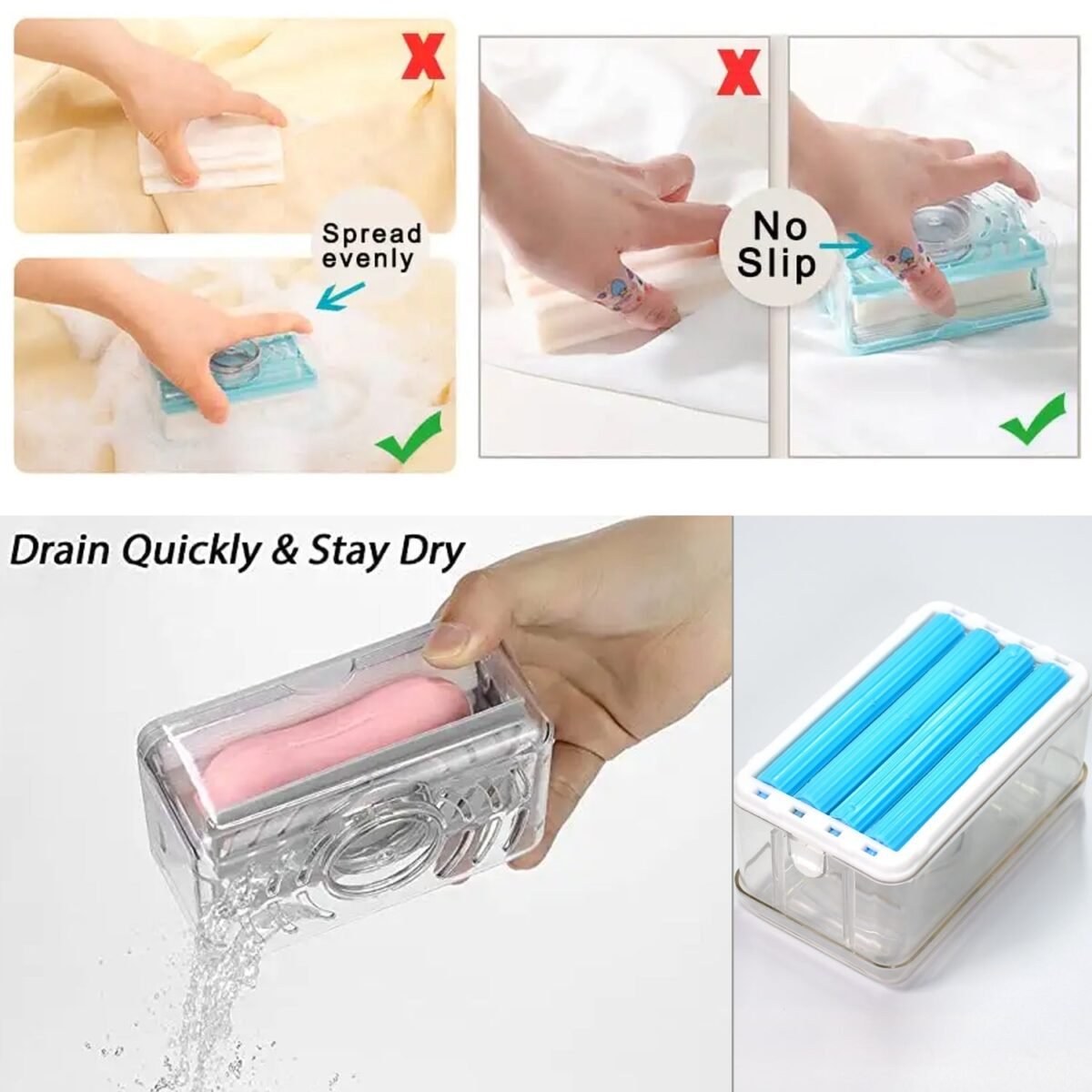 2-in-1 Portable Soap Dish & Dispenser – Multifunctional Soap Holder with Roller & Drain Holes for Bathroom, Kitchen, Home Use (1 Pc) - Image 10