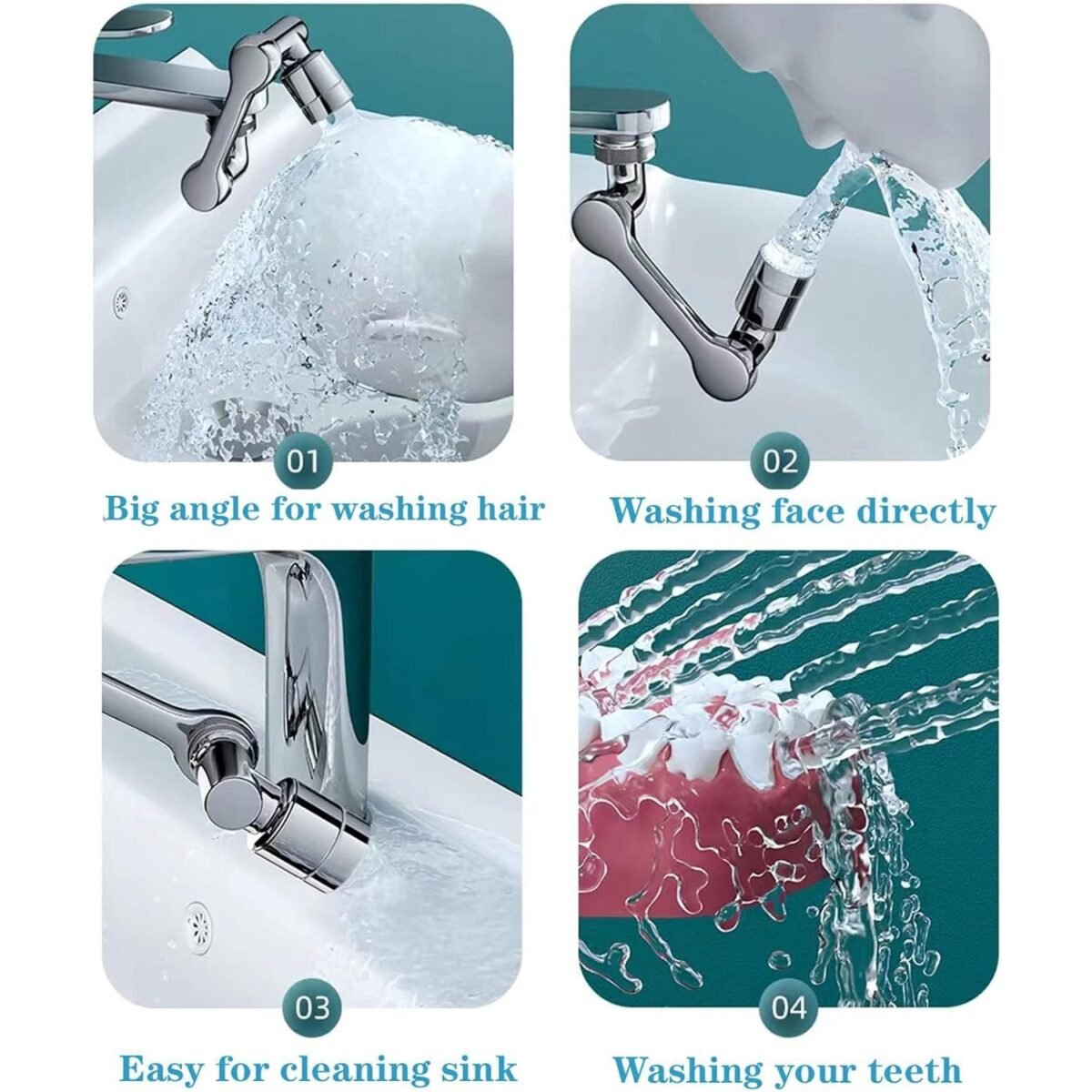 Flexible Faucet Splash Head Extender Aerator, Universal Splash Filter Faucet Sprayer (1 Set) - Image 3