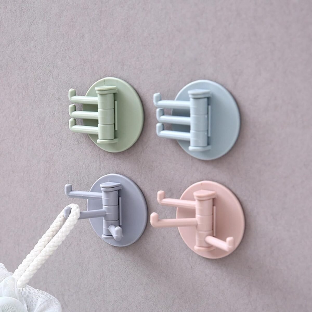 180° Rotating Punch-Free 3-Hook Sticky Hook – 1 Pc - Image 9