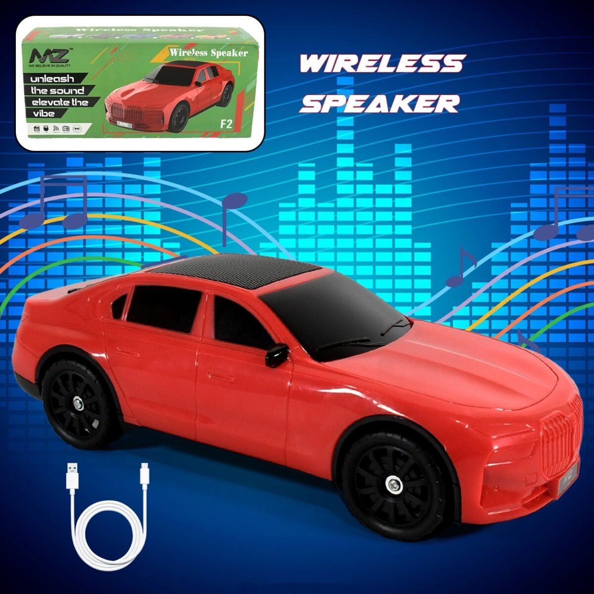 Wireless Bluetooth Speaker Portable Car Shape Music Speaker Support Bluetooth, TF Card, USB, Fm Radio Function Unique Shape Car Speaker - Image 3