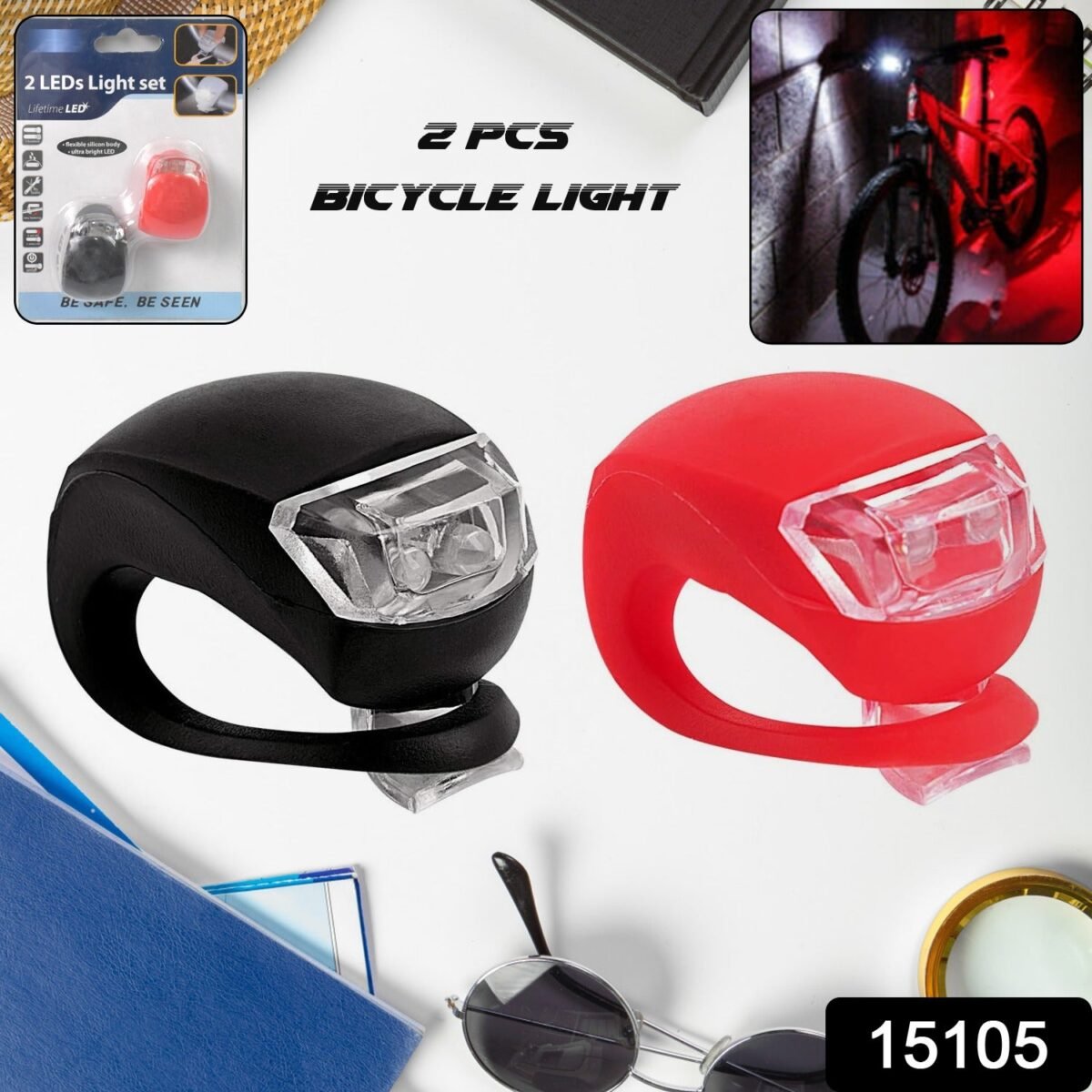 Silicone LED Bike Light Set (2 Pcs Set) - Image 2