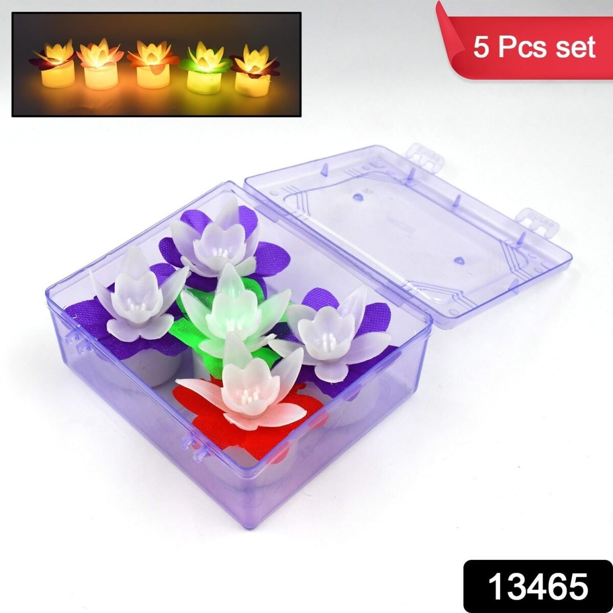 Decoration Candles/Led Diwali Decor Lotus Flower Candle (5 Pc) - Image 1