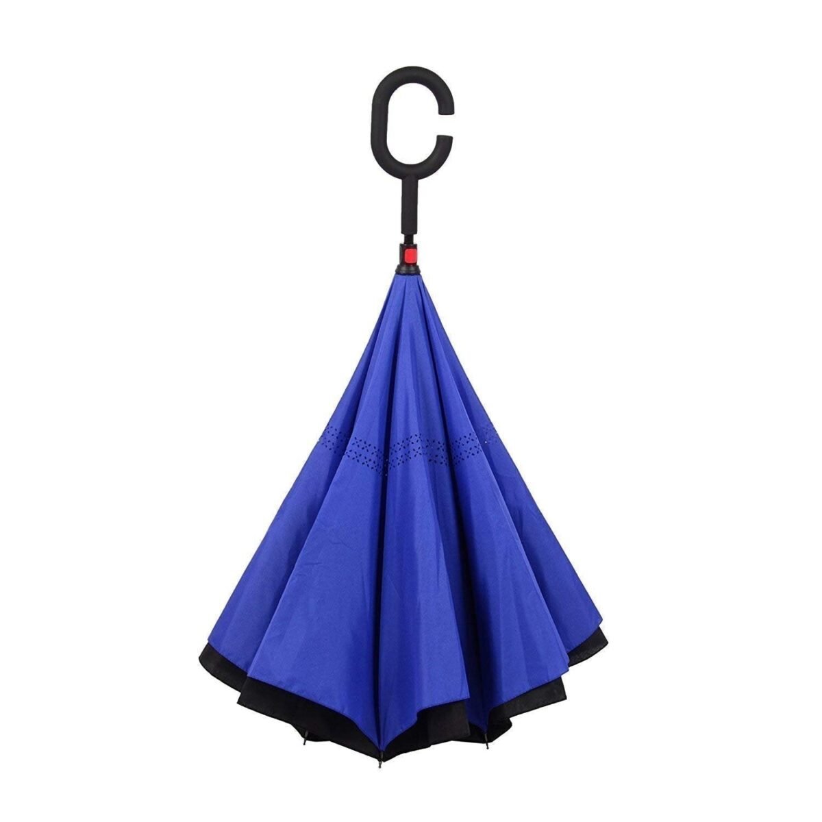 Plain design Windproof Upside Down Reverse Umbrella with C-Shaped Handle - Image 4