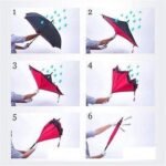 Plain design Windproof Upside Down Reverse Umbrella with C-Shaped Handle - Image 6