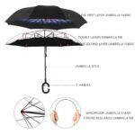 Plain design Windproof Upside Down Reverse Umbrella with C-Shaped Handle - Image 3