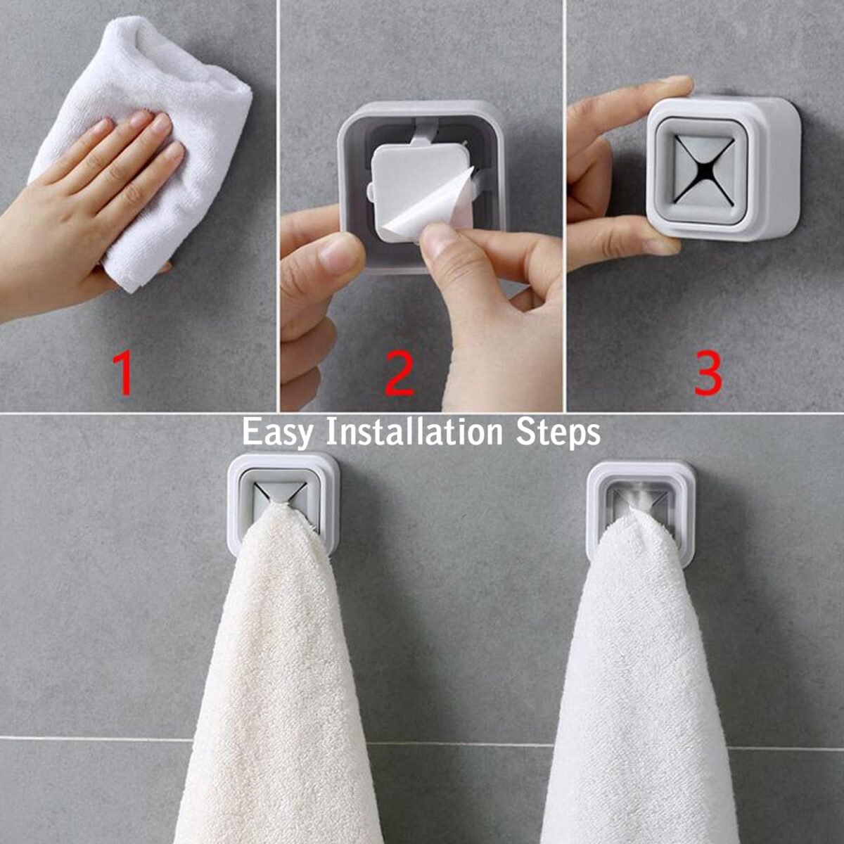 4 Pc Towel Holder – Easy Wall Mount for Bathroom & Kitchen Towel Hanging. - Image 11