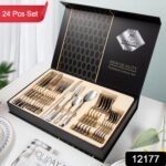 Premium Silver Daily Use Cutlery Set Stainless Steel Luxury Combo Set of 24 - Image 2