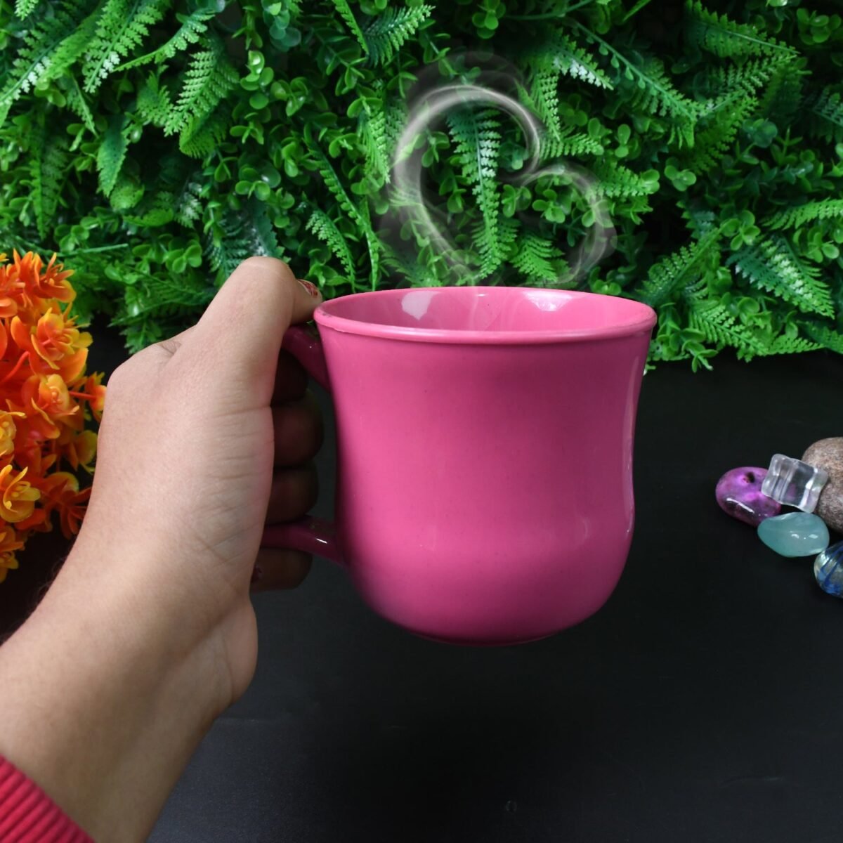 Premium Plastic Coffee / Tea Cups / Mug with Handle (1 Pc / Loose / Mix Color) - Image 9