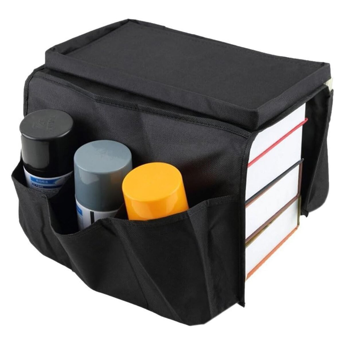 Sofa Arm Rest Hanging Storage Bag, Storage Bag for Sofa Ideal for Sorting Magazines Books (Black) - Image 5