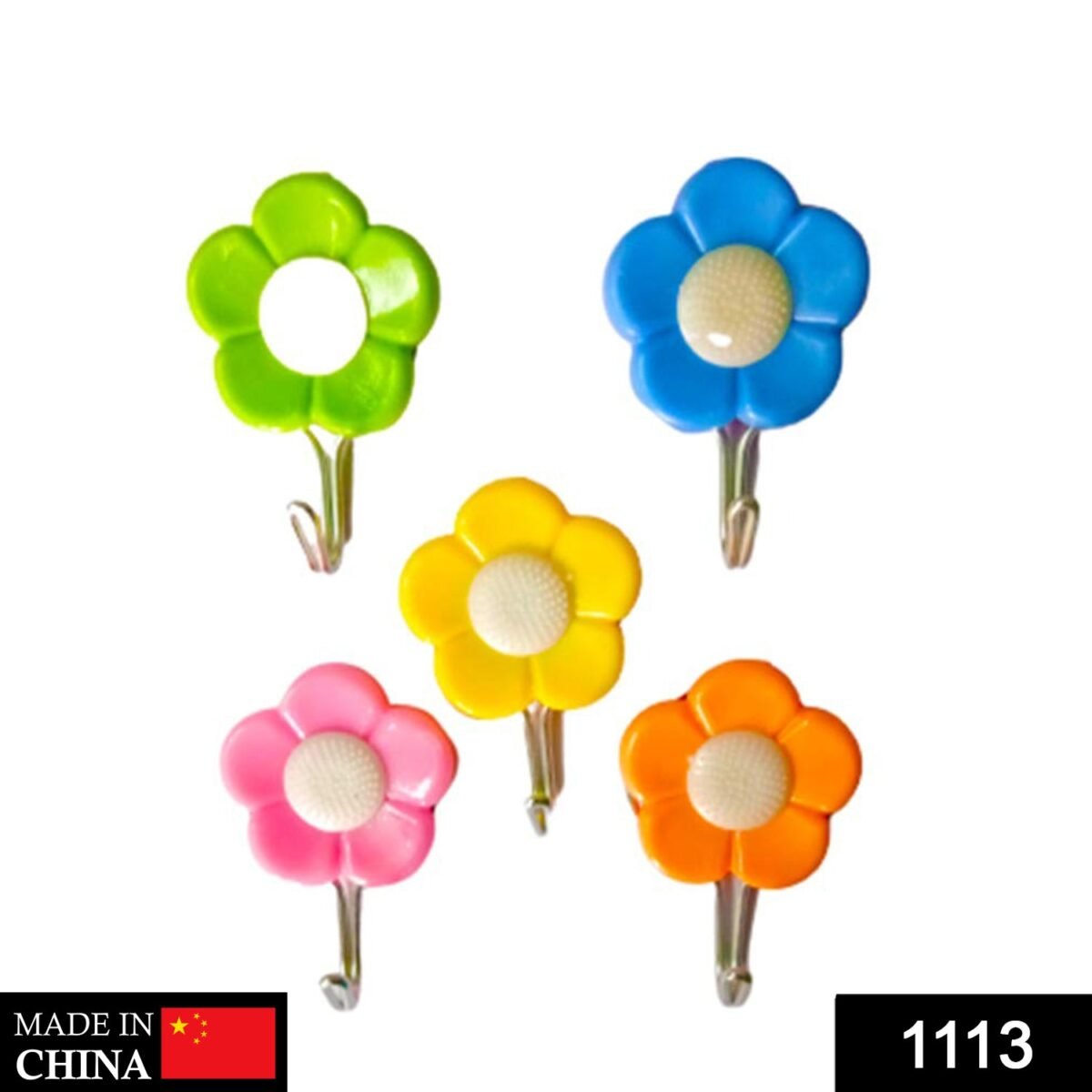 Plastic Self-Adhesive Flower Shape Hooks (Pack of 5) - Image 2