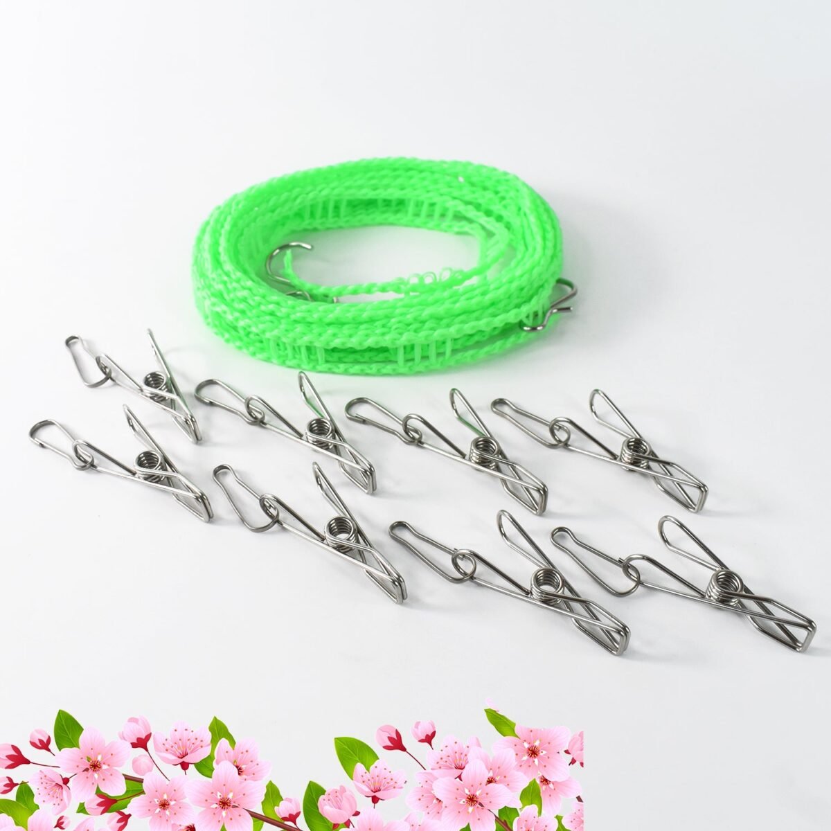 Stainless Steel Clothes pegs with One Rope - Image 1