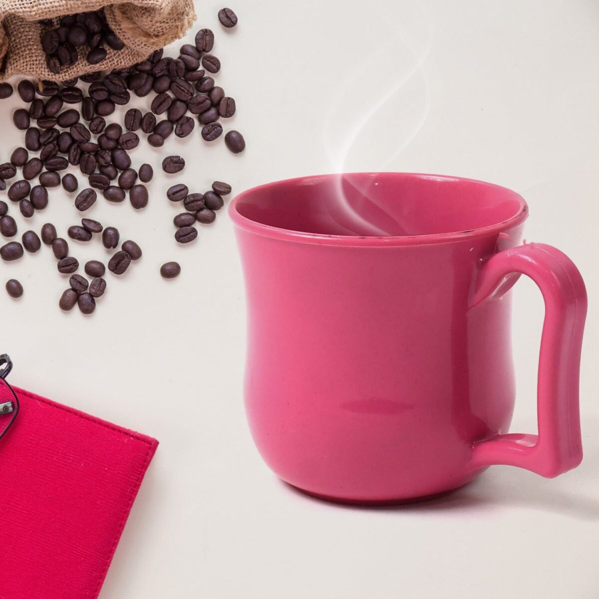 Premium Plastic Coffee / Tea Cups / Mug with Handle (1 Pc / Loose / Mix Color) - Image 10