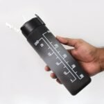 Plastic Black Motivational Water Bottle with Straw (900 ML) - Image 4
