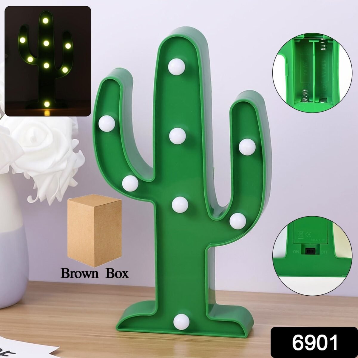 LED Cactus Light, LED Desk Lamp, LED Table Lamp (1 Pc / Battery not Included) - Image 2