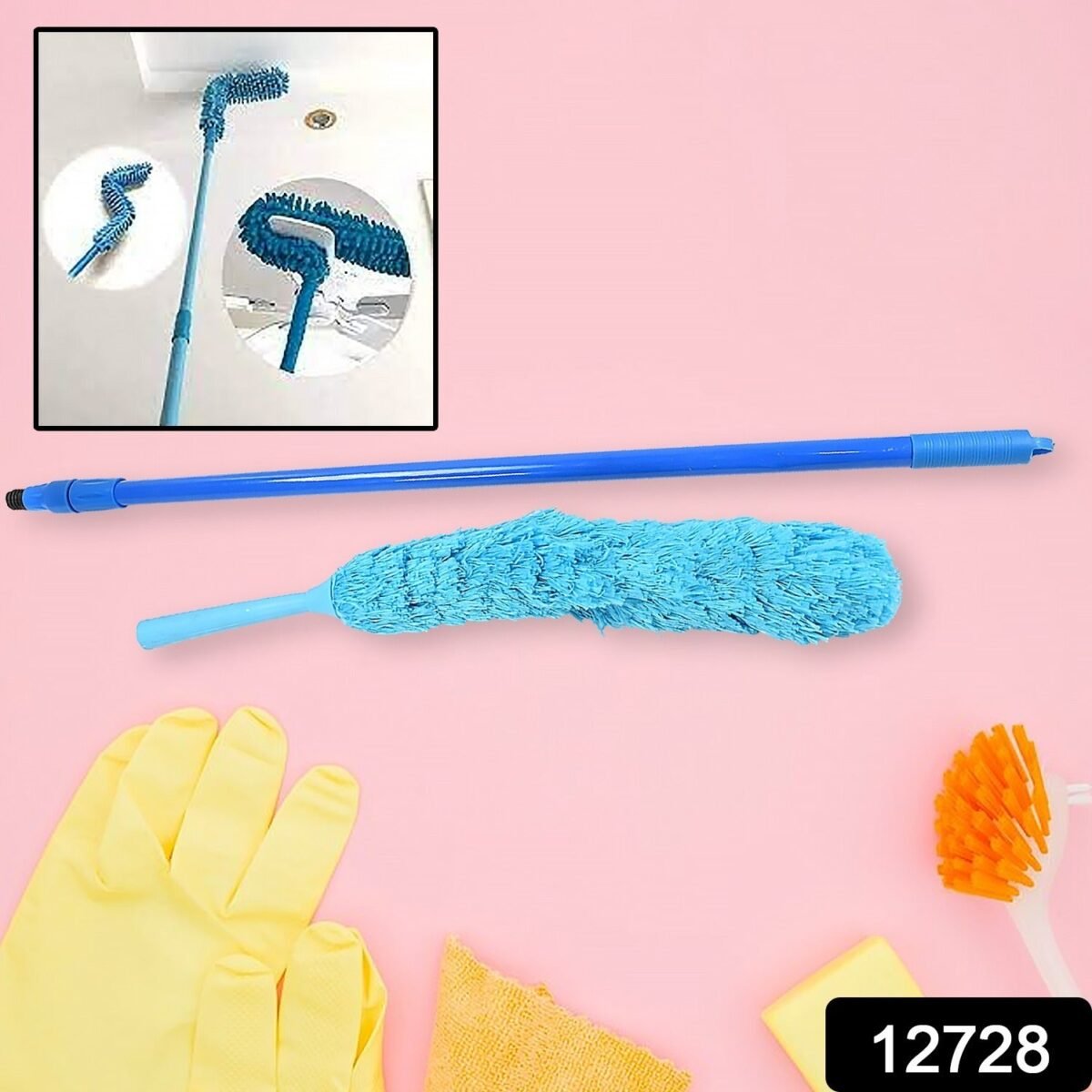 Adjustable Long Handle Microfiber Dust Brush – Foldable Ceiling & Appliance Cleaner - Image 2
