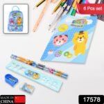 Stationery Kit for Kids - Stationery Set, Includes Wooden Pencil, Sharpener, Pencil and Eraser Set, Birthday Return Gift for Kids, Boys, Girls, 2 Pencil, 1 Scale, 1 Notebook,1 Sharpener, 1 Eraser & With Zip Bag (6 Pcs Set) - Image 2