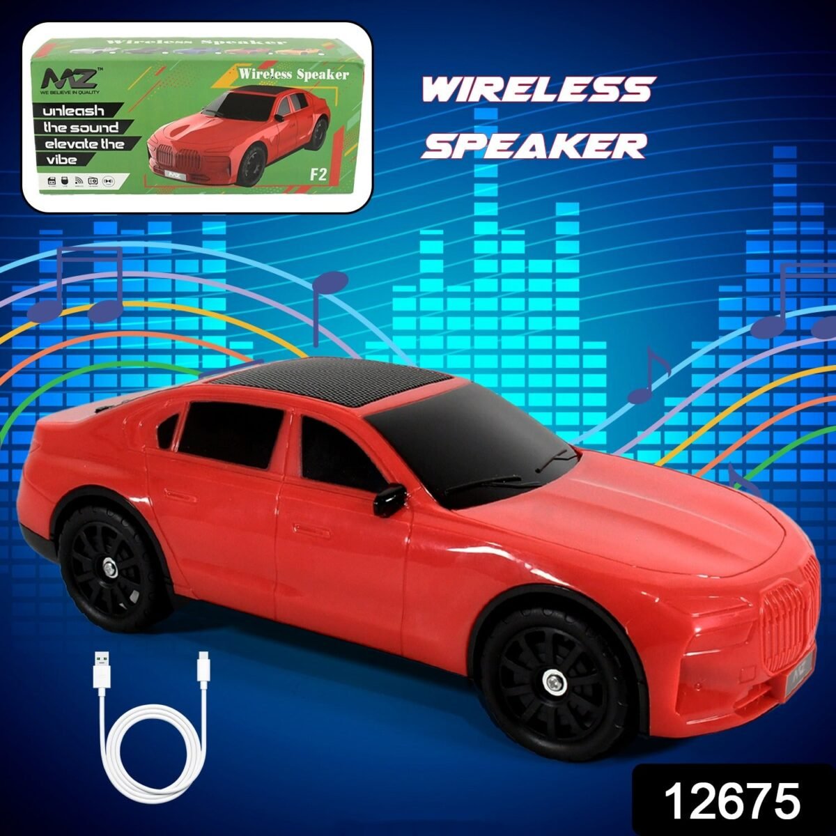 Wireless Bluetooth Speaker Portable Car Shape Music Speaker Support Bluetooth, TF Card, USB, Fm Radio Function Unique Shape Car Speaker - Image 2