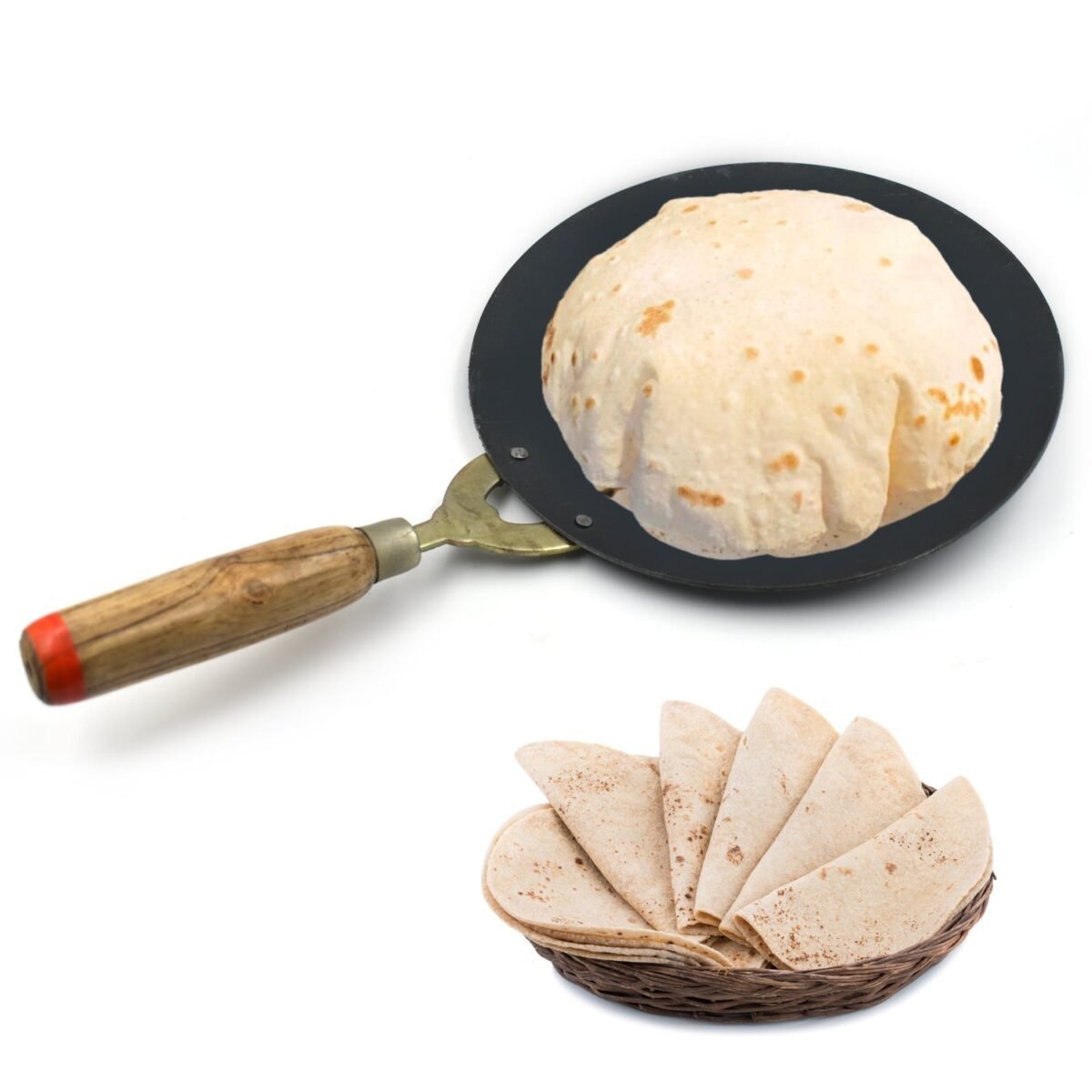 Wooden Handle Roti Tawa used in all household and kitchen purposes for making rotis and parathas nonstick tawa etc. - Image 6