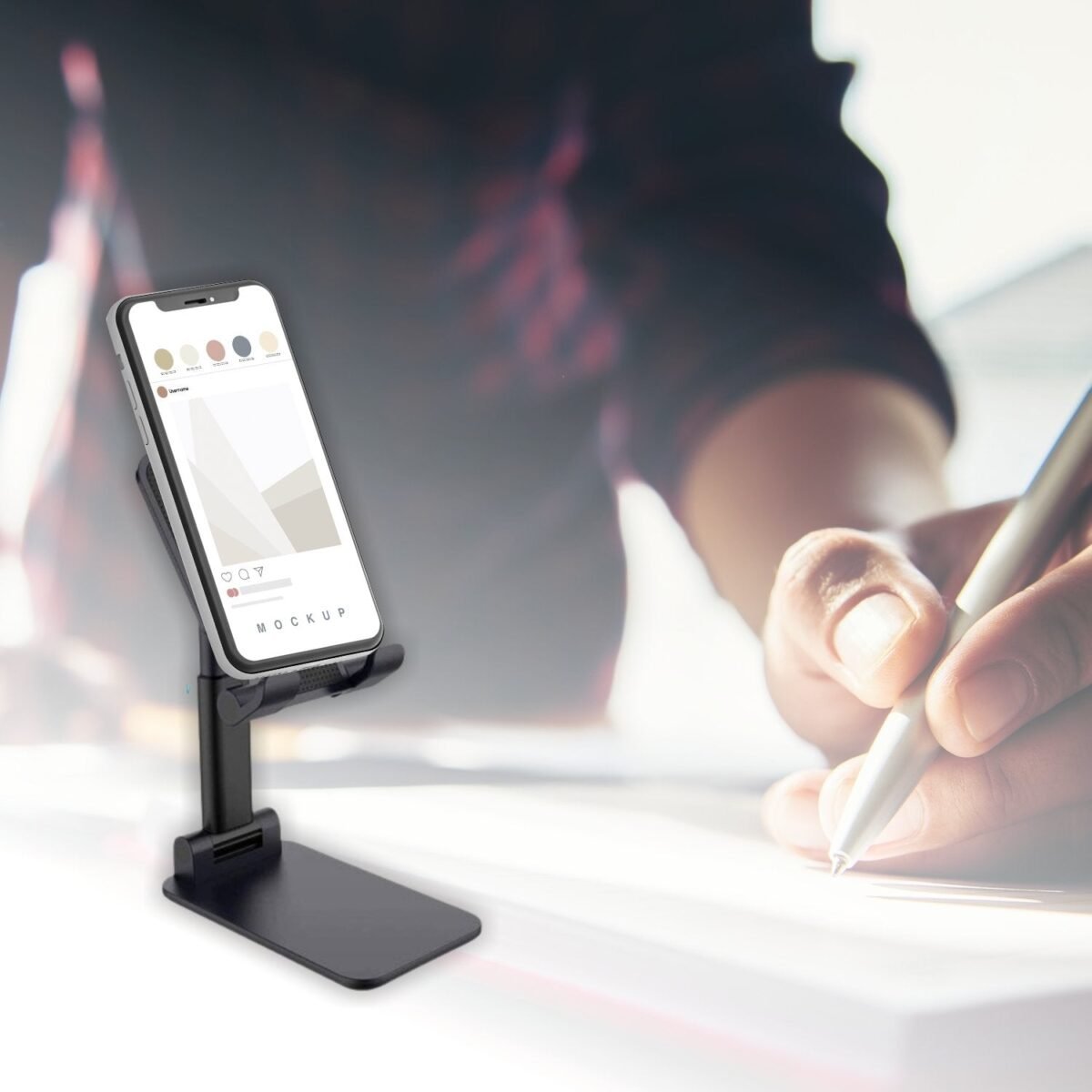 Foldable Mobile Stand with Angle Adjustable Desktop Table Mobile Holder - Image 7