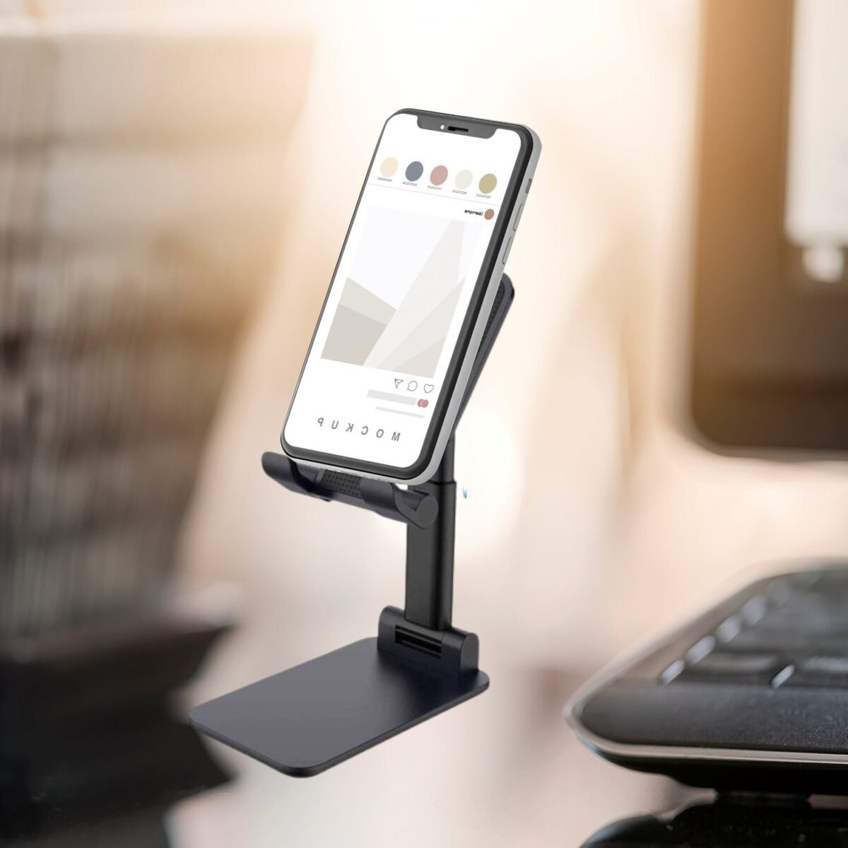 Foldable Mobile Stand with Angle Adjustable Desktop Table Mobile Holder - Image 8