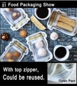 Reusable Airtight Seal Plastic Food Storage Mason Jar Zipper (150ml) - Image 8