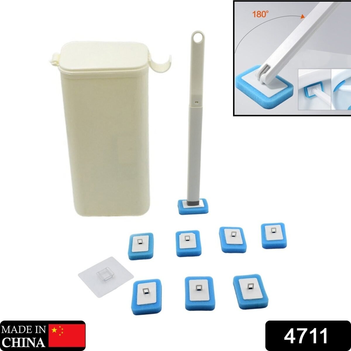 Toilet Brush Wand, Toilet Brush Kit with 8 Count Disposable Toilet Refills Heads - Image 1