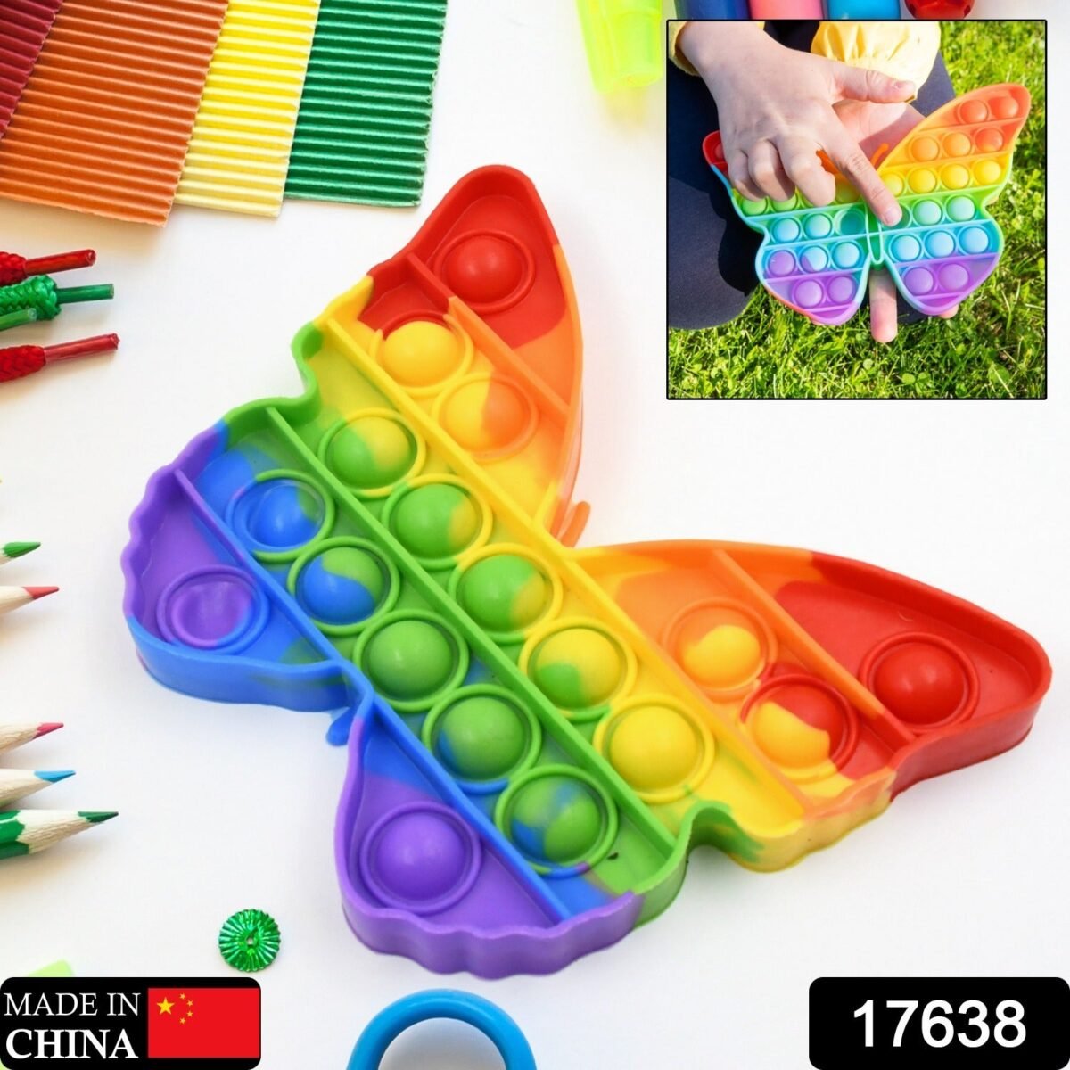 Fidget Toy Push  Bubble Fidget Sensory Toy for Kids and Adults Fidget per Stress Reliever Sensory Fidget pers (Butterfly & Car Shape / 1 Pc) - Image 2