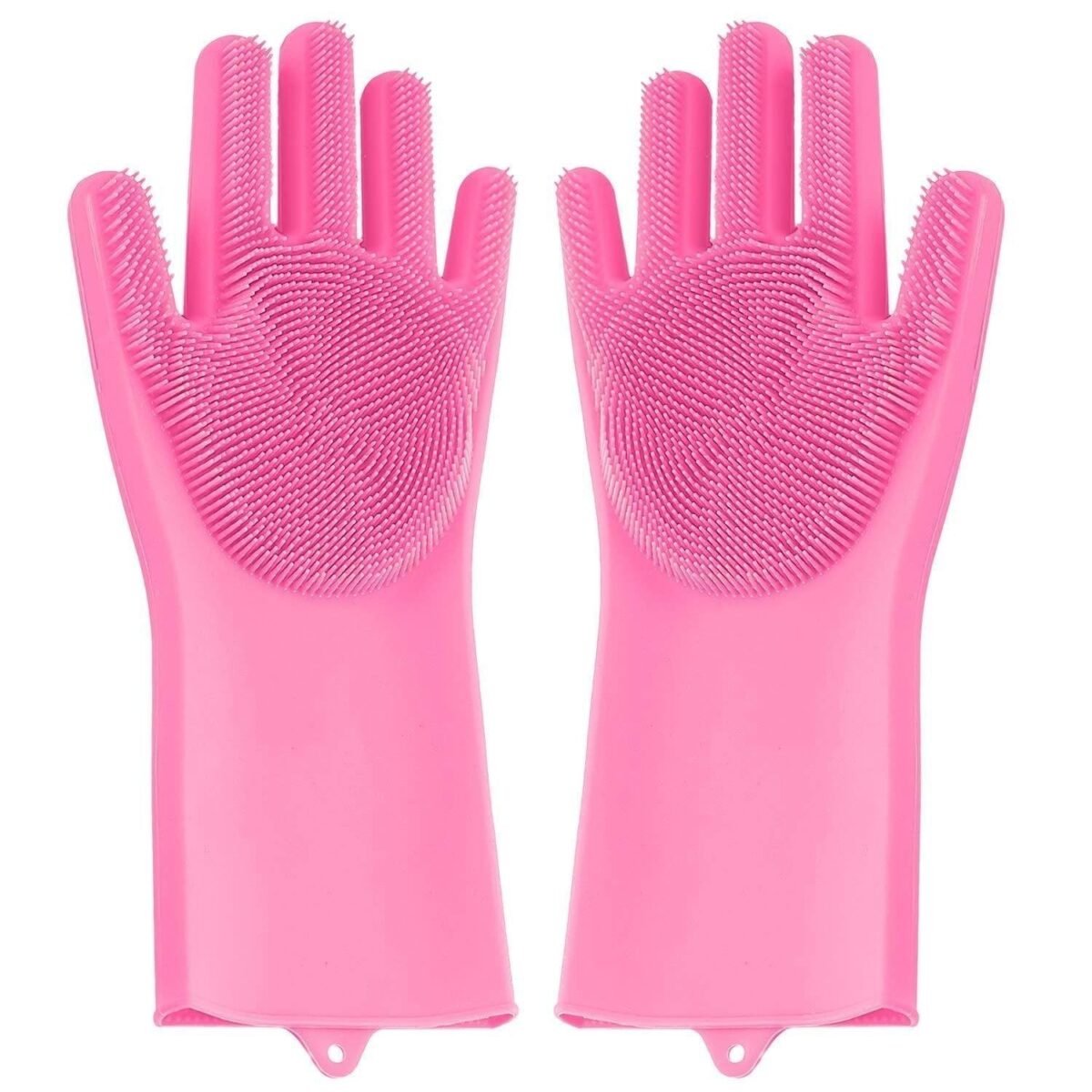 Reusable Silicone Cleaning Brush Scrubber Gloves (Multicolor) - Image 1