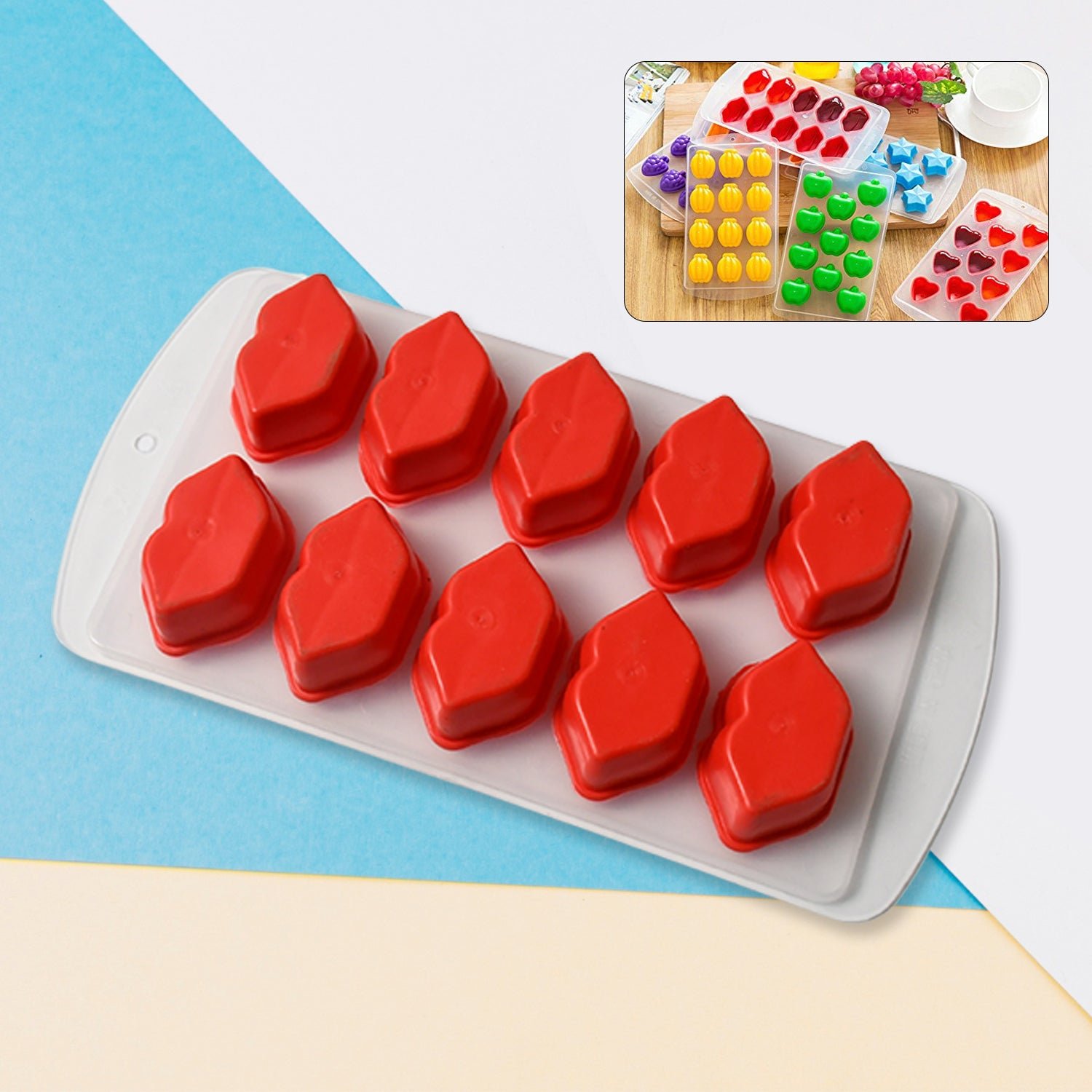 1_ca2fbbc3-9bee-4ba5-a3d6-5f03e4ccca17.jpg Silicone Mold Ice Cube Tray Creative Sweet Multi Type Ice Tray, Ice Cube Trays Multi Fruit Shape Ice Tray (1 Pc) - Image 1