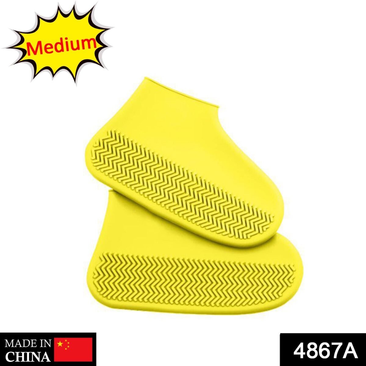 NON-SLIP SILICONE RAIN REUSABLE ANTI SKID WATERPROOF FORDABLE BOOT SHOE COVER (MEDIUM/ Mix Color) - Image 2