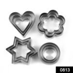 Cookie Cutter Stainless Steel Cookie Cutter with Shape Heart Round Star and Flower (12 Pieces) - Image 2