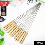 BBQ Tandoor Skewers Grill Sticks for Barbecue (Pack of 12) - Image 2