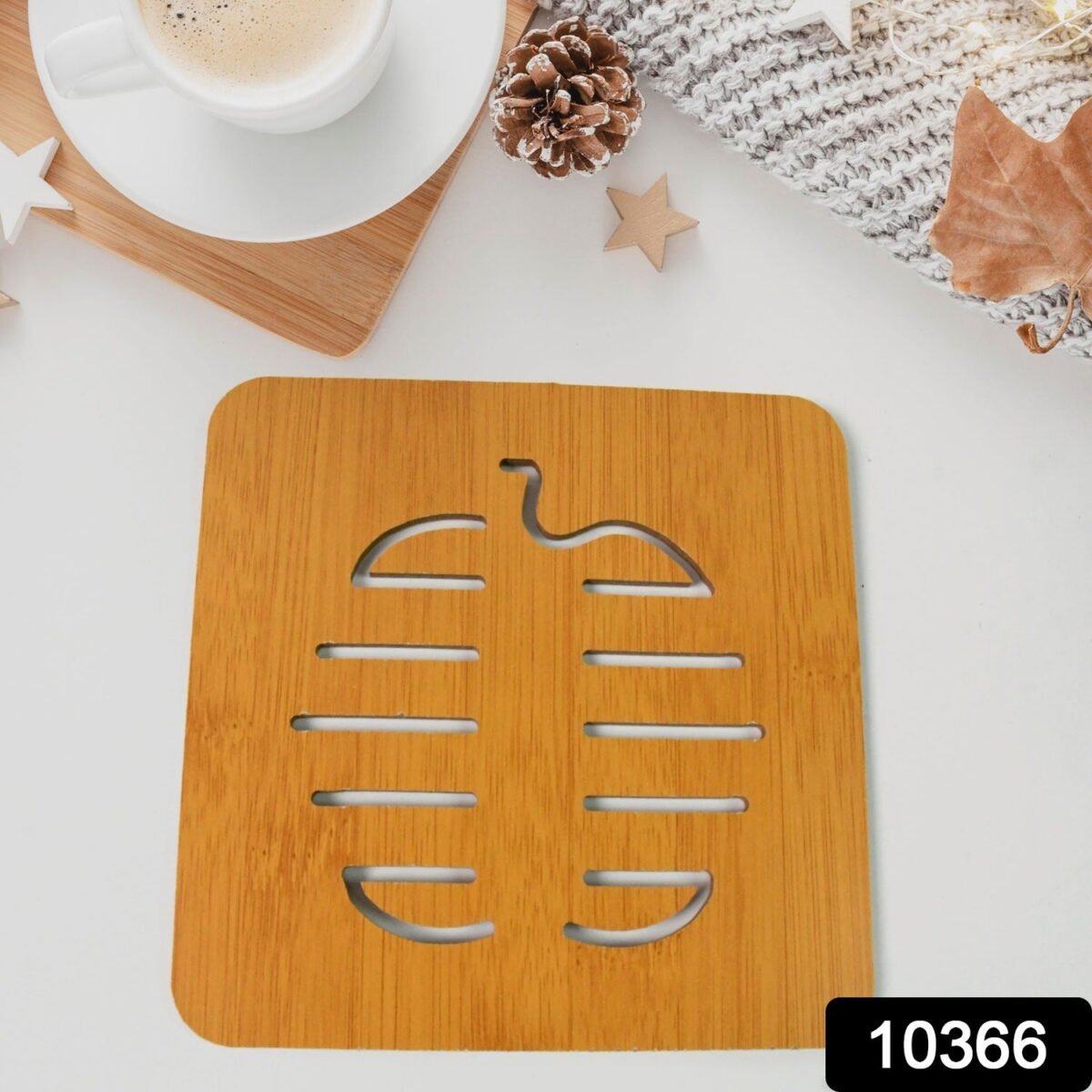 Square Bamboo Wood Table Place mat Hot Pot Cup Mat Tea Coaster(14×14 Cm / 1 Pc) - Image 2