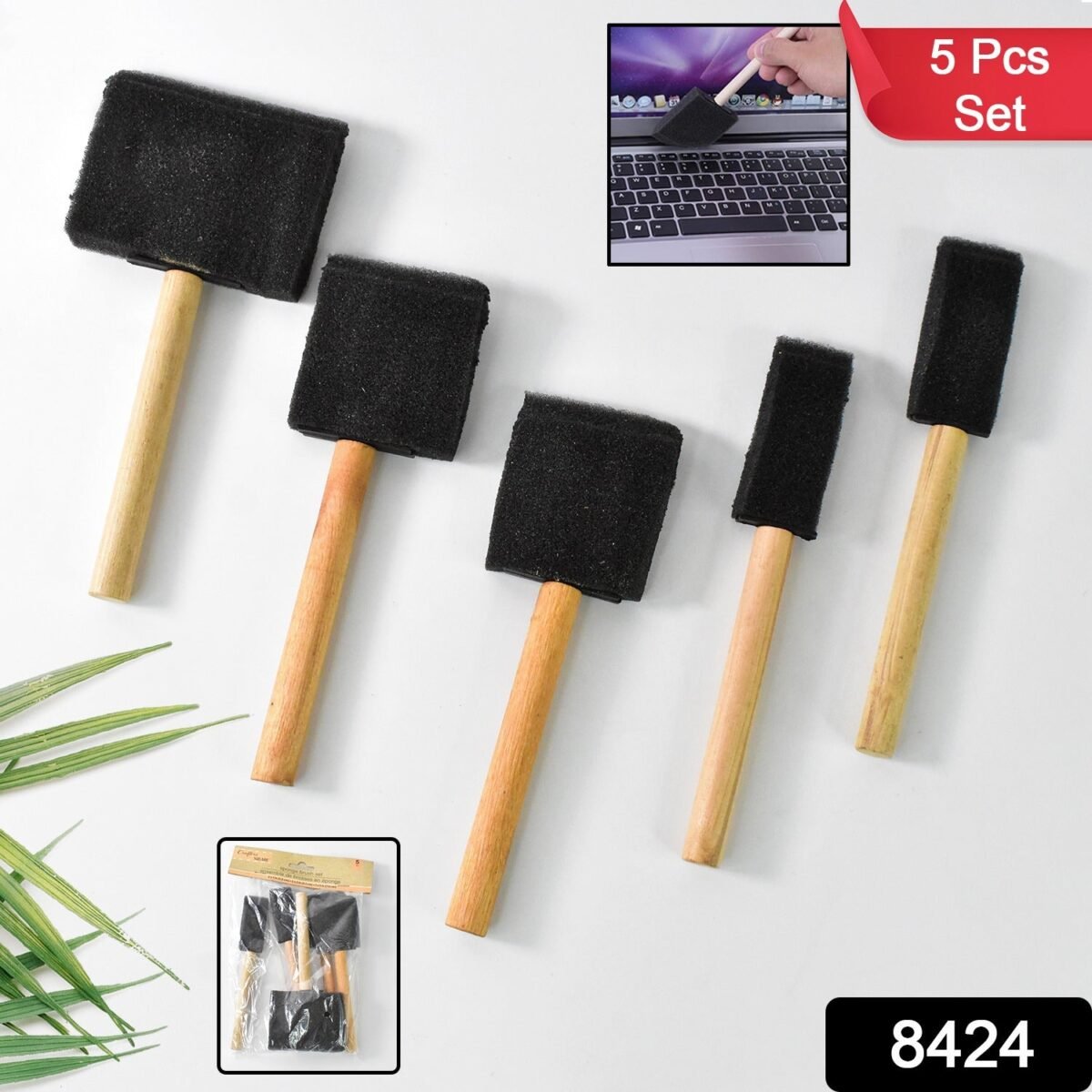 Multipurpose Sponge Brushes for Painting with Wooden Handles - Image 2