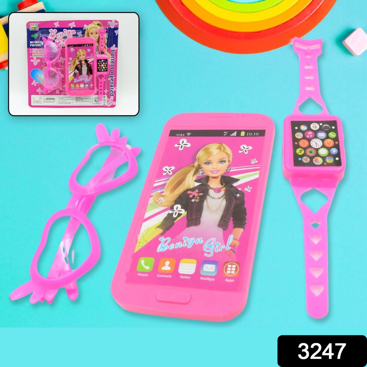 Barbiee Musical Phone, Watch & Glasses Set for Girls – ABS Calling Toy (3-Piece, Battery Not Included) - Image 2
