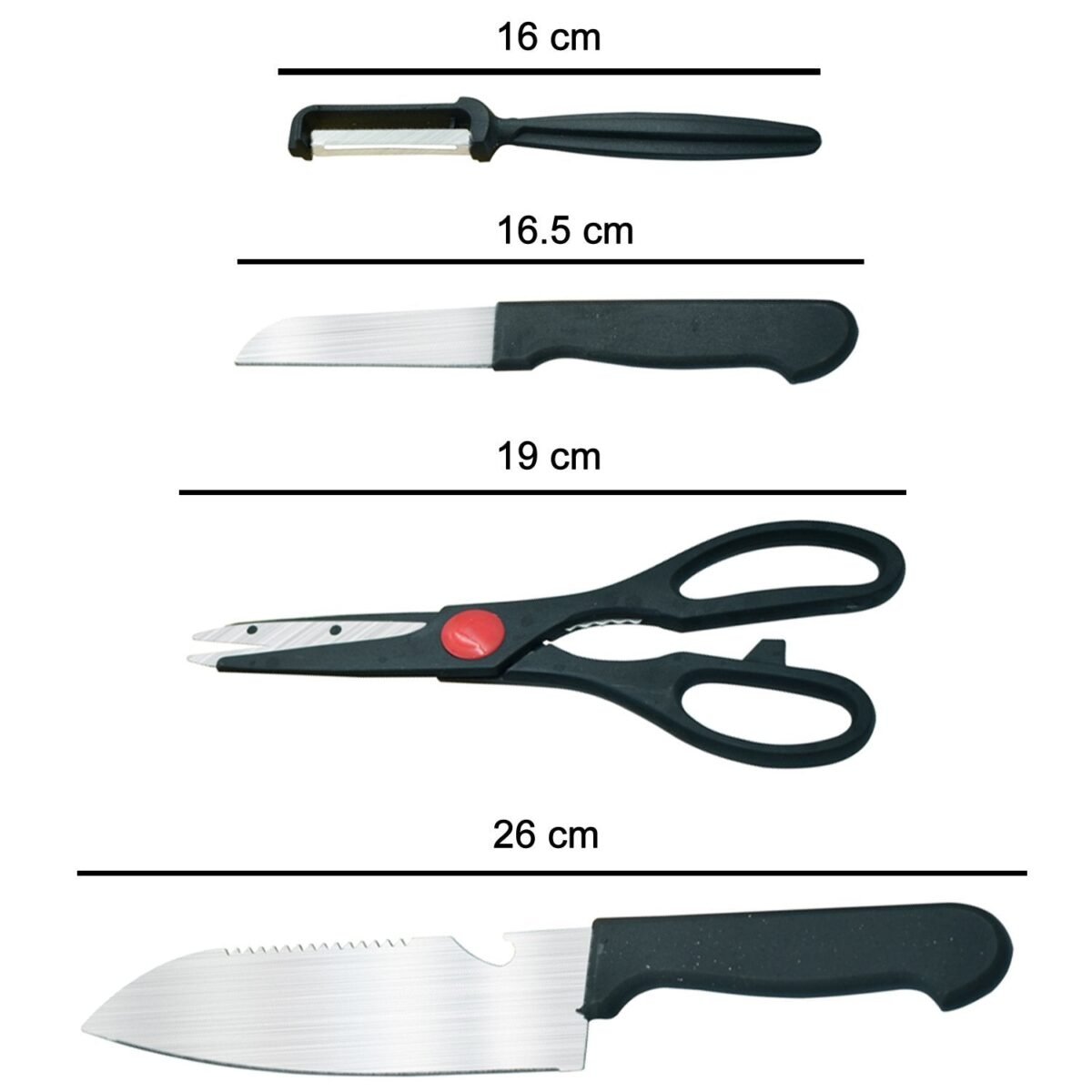 Stainless Kitchen Tool Set (Butcher Knife, Standard Knife, Peeler and Kitchen Scissor) - 4 Pcs - Image 5