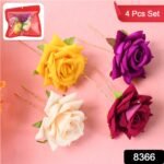 Colourful Flowing Flower Hair Pin (4 Pcs Set / Mix Color), Hair accessories - Image 2