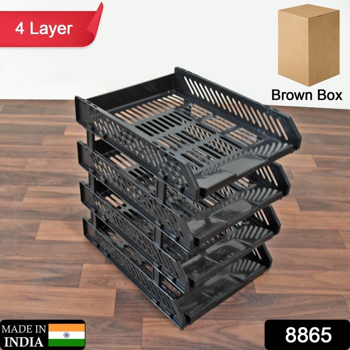 4-Layer Multifunctional File Rack with Drawers for Office Desk - Image 2