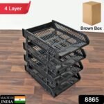 4-Layer Multifunctional File Rack with Drawers for Office Desk - Image 2