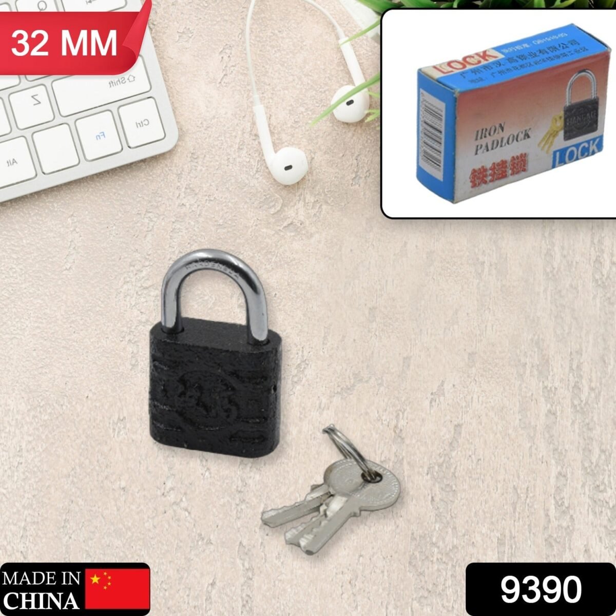 Thickened Black Iron Padlock – Brass Core, Waterproof, Anti-Theft (75/60/32mm) - Image 2