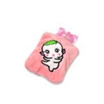 Pink Cartoon Small Hot Water Bag with Cover for Pain Relief - Image 5