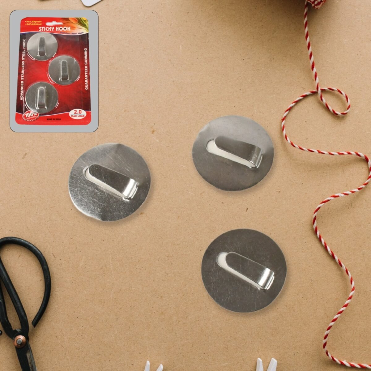 Self- Adhesive Hooks, Heavy Duty Wall Hooks Hangers Stainless Steel Waterproof Sticky Hooks for Hanging Robe Coat Towel Kitchen Bathroom and. - Image 1