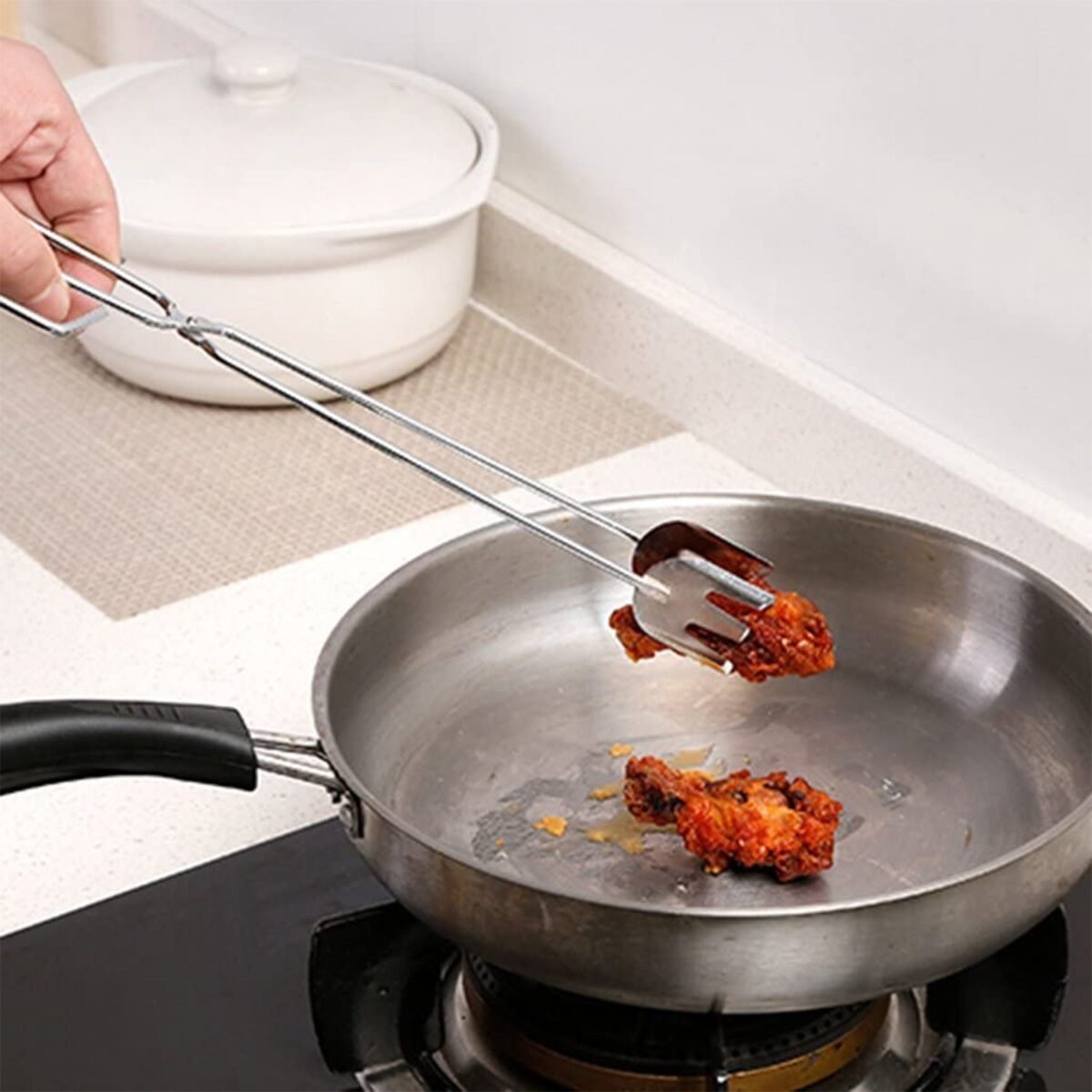 31cm Multi-Functional Metal BBQ Tongs for Serving (Clamp, Durable) - Image 7