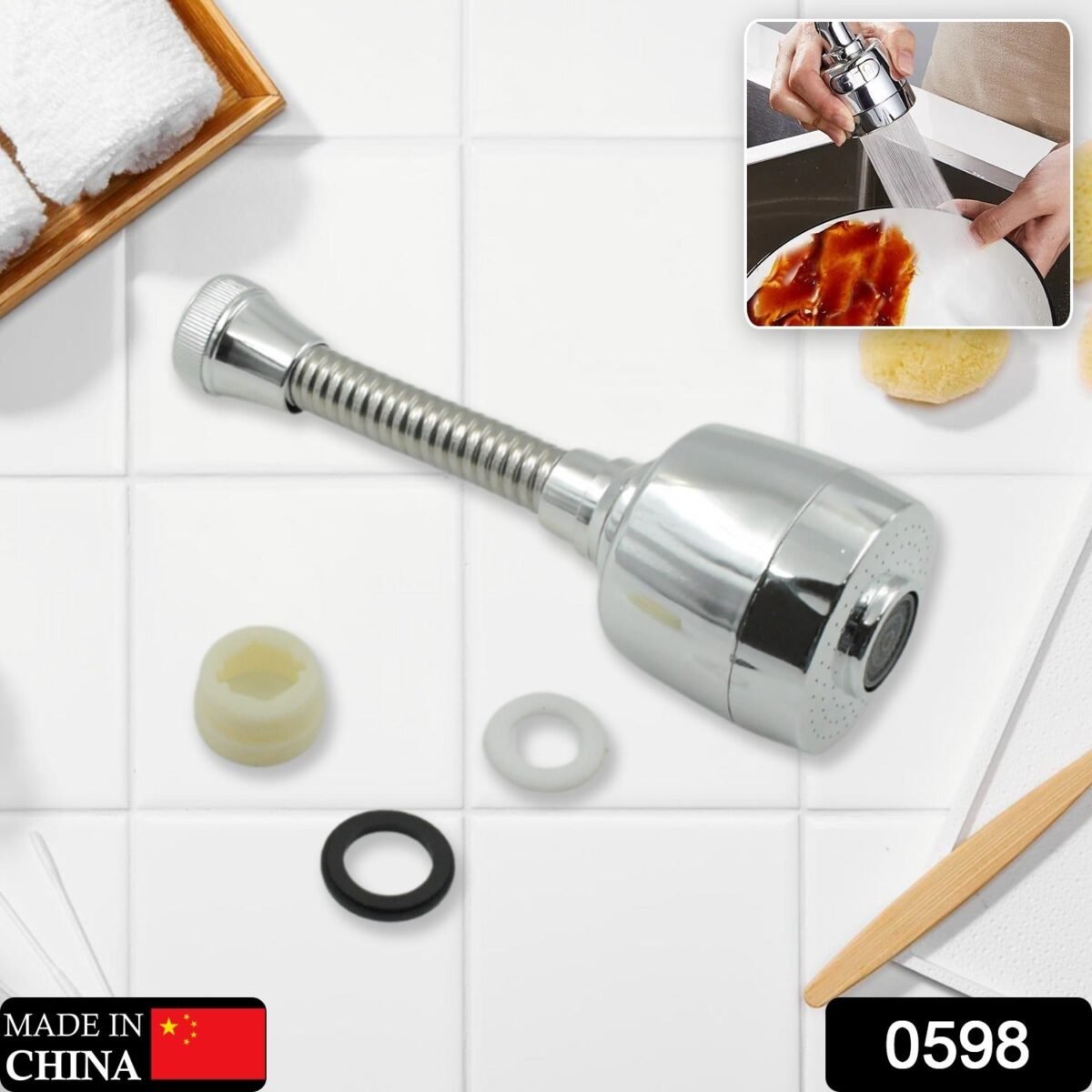 360° Rotating Faucet Sprayer – Water-Saving Splash-Proof Aerator for Kitchen & Bathroom (6 Inch) - Image 2