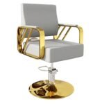 Modern Regular Chair with Hydraulic Lift for Home Office Hotel Cafe Chair (1 Unit Silver & Gold) - Image 2